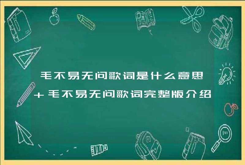 毛不易无问歌词是什么意思 毛不易无问歌词完整版介绍,第1张