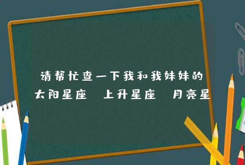 请帮忙查一下我和我妹妹的太阳星座、上升星座、月亮星座及相关的星座信息。越详细越好~~ O(∩_∩)O谢谢,第1张